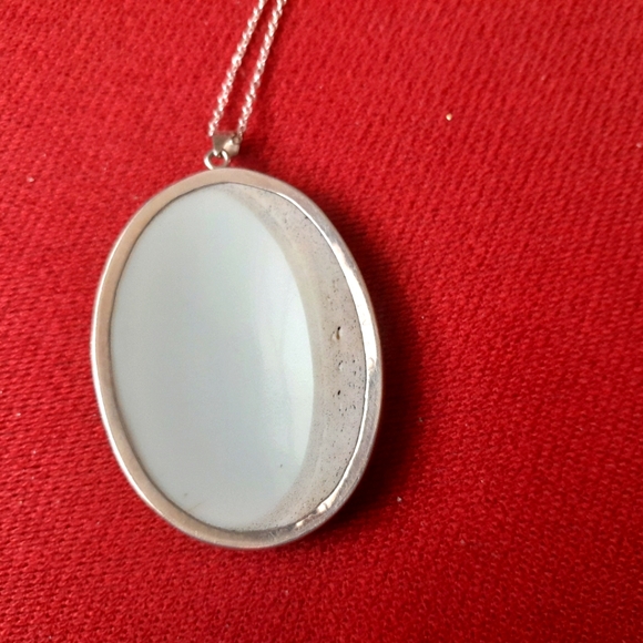 SOLD XL Sterling Cobalt Porcelain Necklace - Picture 4 of 5
